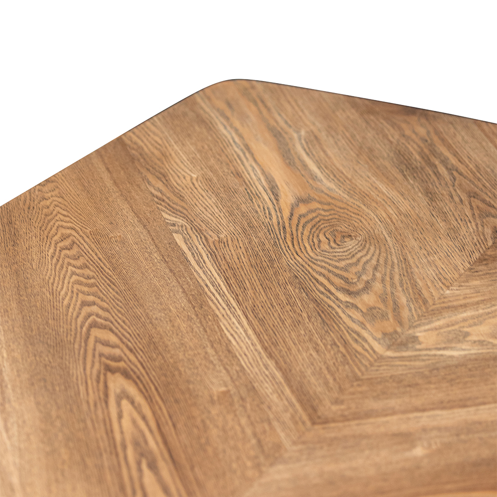 Hadley Oak Veneer Dining Table with Black X-Shaped Legs