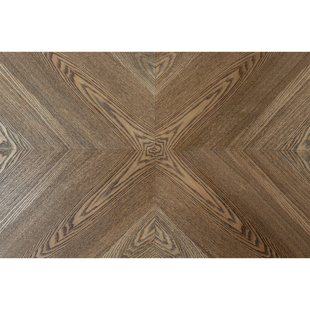 Hadley Oak Veneer Dining Table with Black X-Shaped Legs