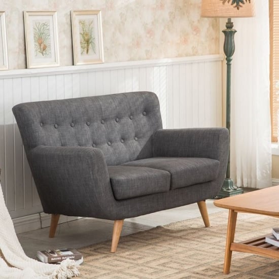 Photo of Hadley 2 seater sofa in grey fabric with wooden legs