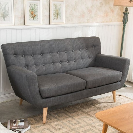 Read more about Hadley 3 seater sofa in grey fabric with wooden legs