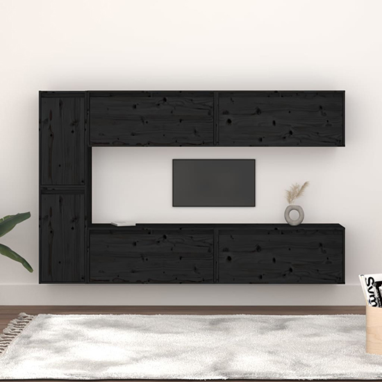 Read more about Hadria solid pinewood entertainment unit in black