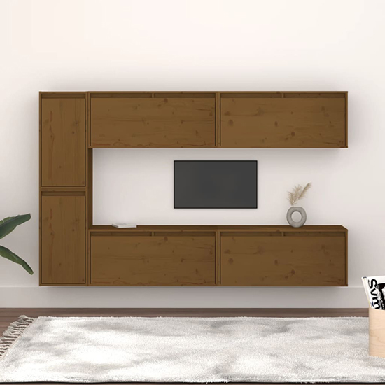 Read more about Hadria solid pinewood entertainment unit in honey brown