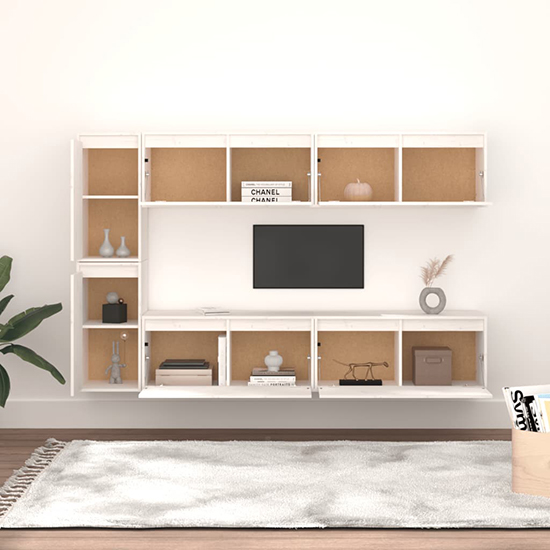 Hadria Solid Pinewood Entertainment Unit In White