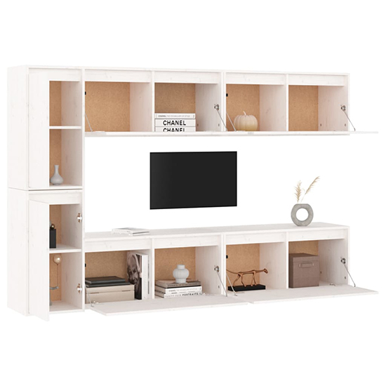 Hadria Solid Pinewood Entertainment Unit In White