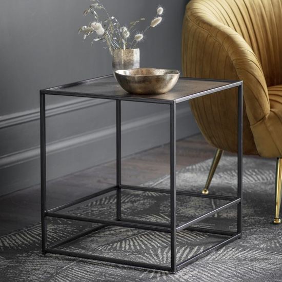 Hadston Metal Side Table In Antique Gold FiF