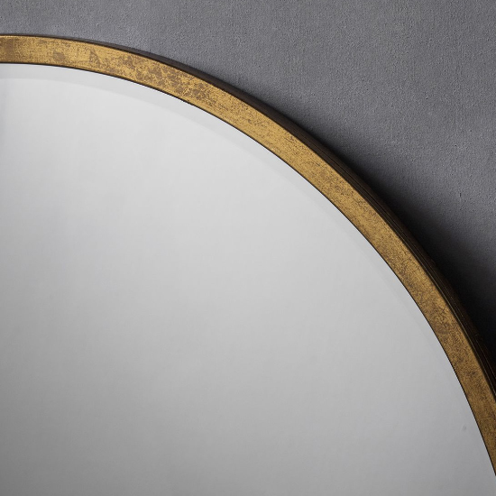 Haggen Large Round Bedroom Mirror In Antique Gold Frame