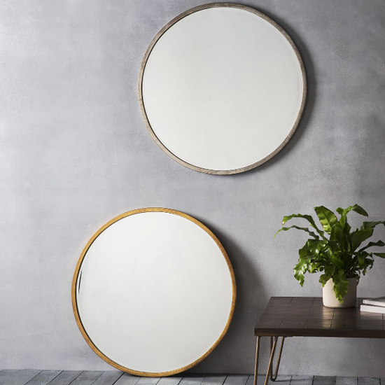 Haggen Large Round Bedroom Mirror In Antique Gold Frame