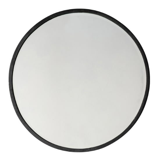 Photo of Haggen large round bedroom mirror in black frame