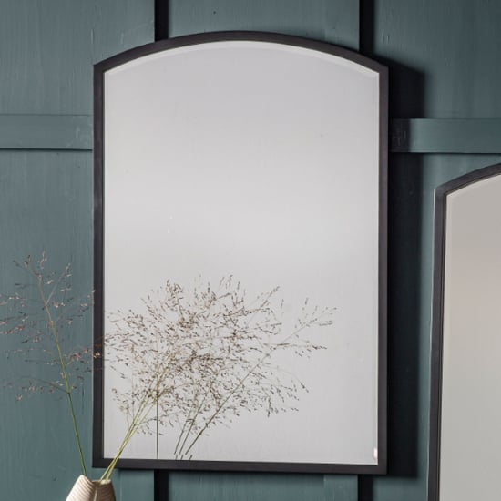Haggen Small Arch Bedroom Mirror In Black Frame_1