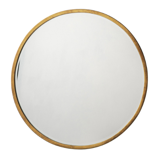 Haggen Small Round Bedroom Mirror In Antique Gold Frame