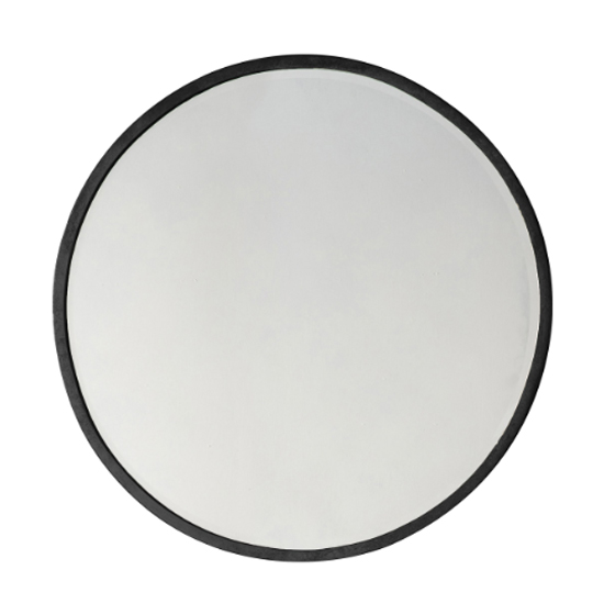 Haggen Small Round Bedroom Mirror In Black Frame_2