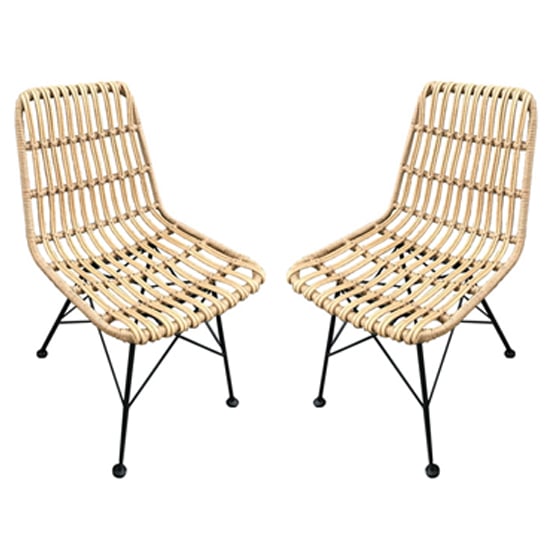 Read more about Hagley brown poly woven rattan dining chair in pair