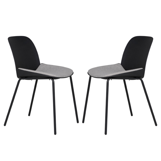 Product photograph of Haile Black Metal Dining Chairs With Woven Fabric Seat In Pair from Furniture in Fashion