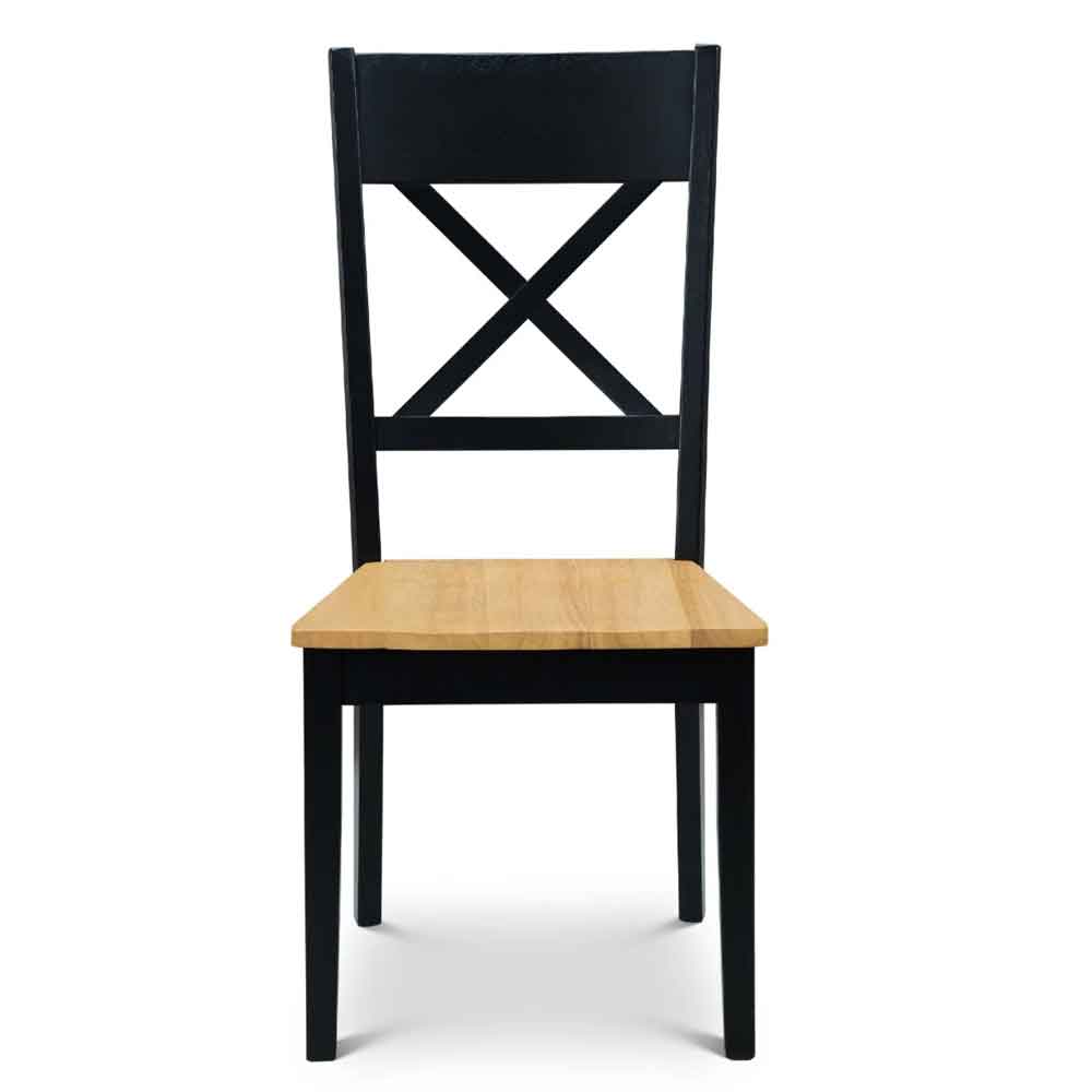 Haile Black and Oak Wooden Dining Chairs in Pair