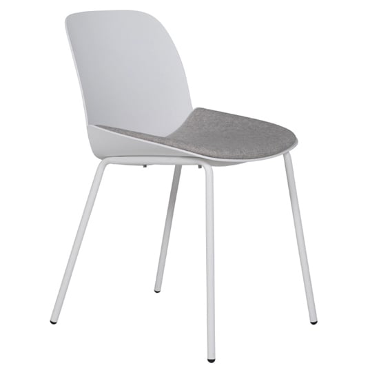 Haile Metal Dining Chair In Ecru With Woven Fabric Seat