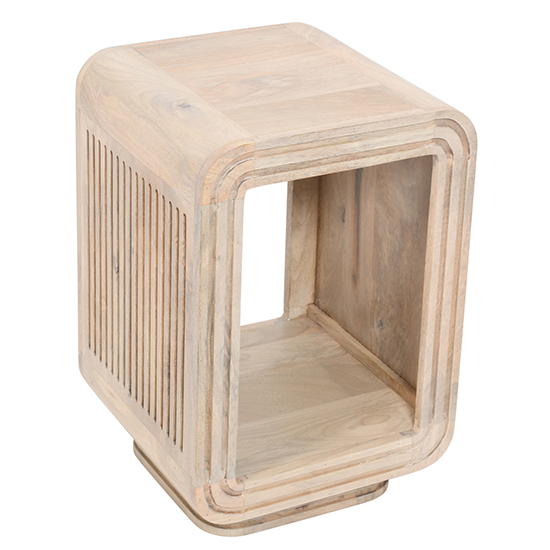 Hailey Carved Mango Wood Side Table In Natural Oak