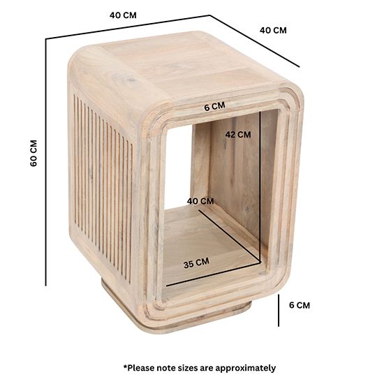 Hailey Carved Mango Wood Side Table In Natural Oak