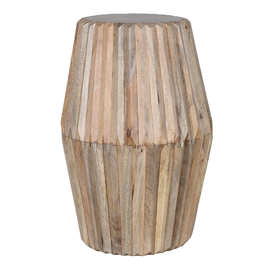 Hailey Carved Mango Wood Side Table Tall In Natural Oak