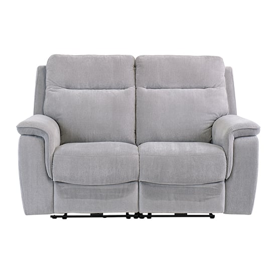 Hailey Fabric Electric Recliner 2 Seater Sofa In Silver Grey