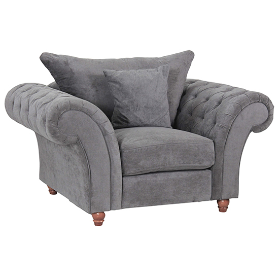 Product photograph of Haimi Fabric Sofa 1 Seater Sofa In Grey With Dark Brown Legs from Furniture in Fashion