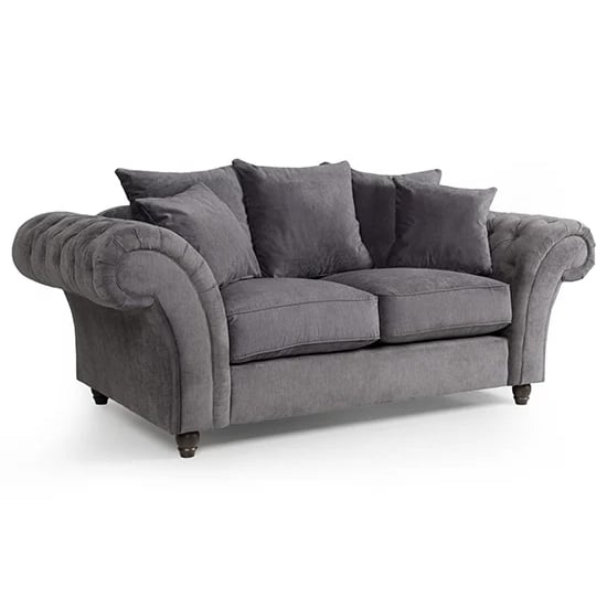 Photo of Haimi fabric sofa 2 seater sofa with wooden legs in grey