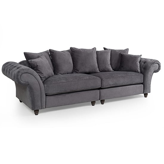 Photo of Haimi fabric sofa 3 seater sofa with wooden legs in grey