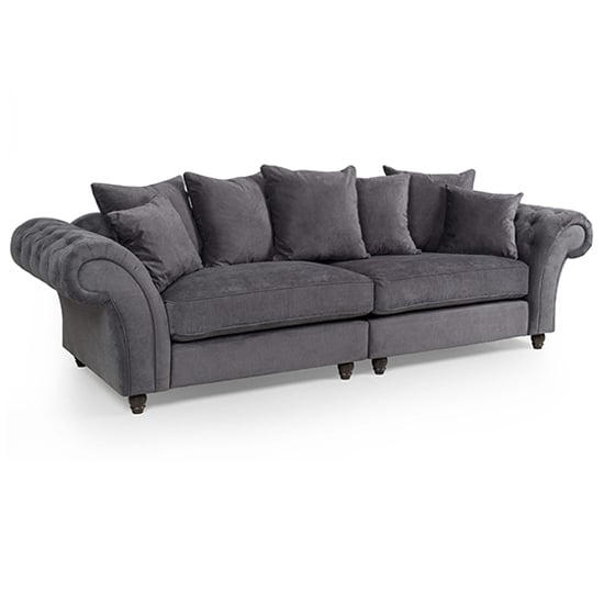 Haimi Fabric Sofa 4 Seater Sofa With Wooden Legs In Grey