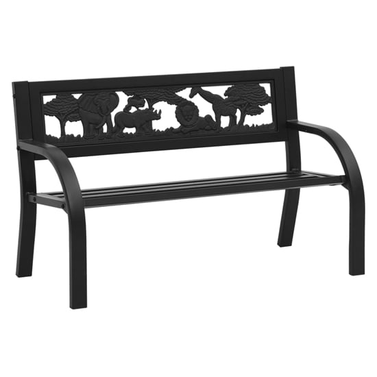 Photo of Haimi steel children garden seating bench in black