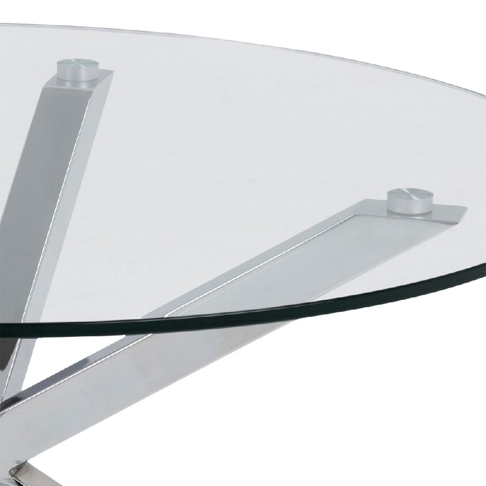 Haines Glass Coffee Table Round With Chrome Legs In Clear