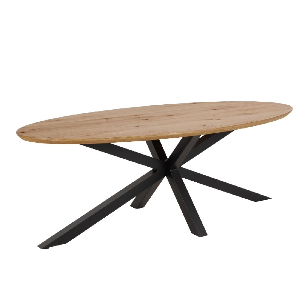 Read more about Haines wooden dining table oval with black legs in oak