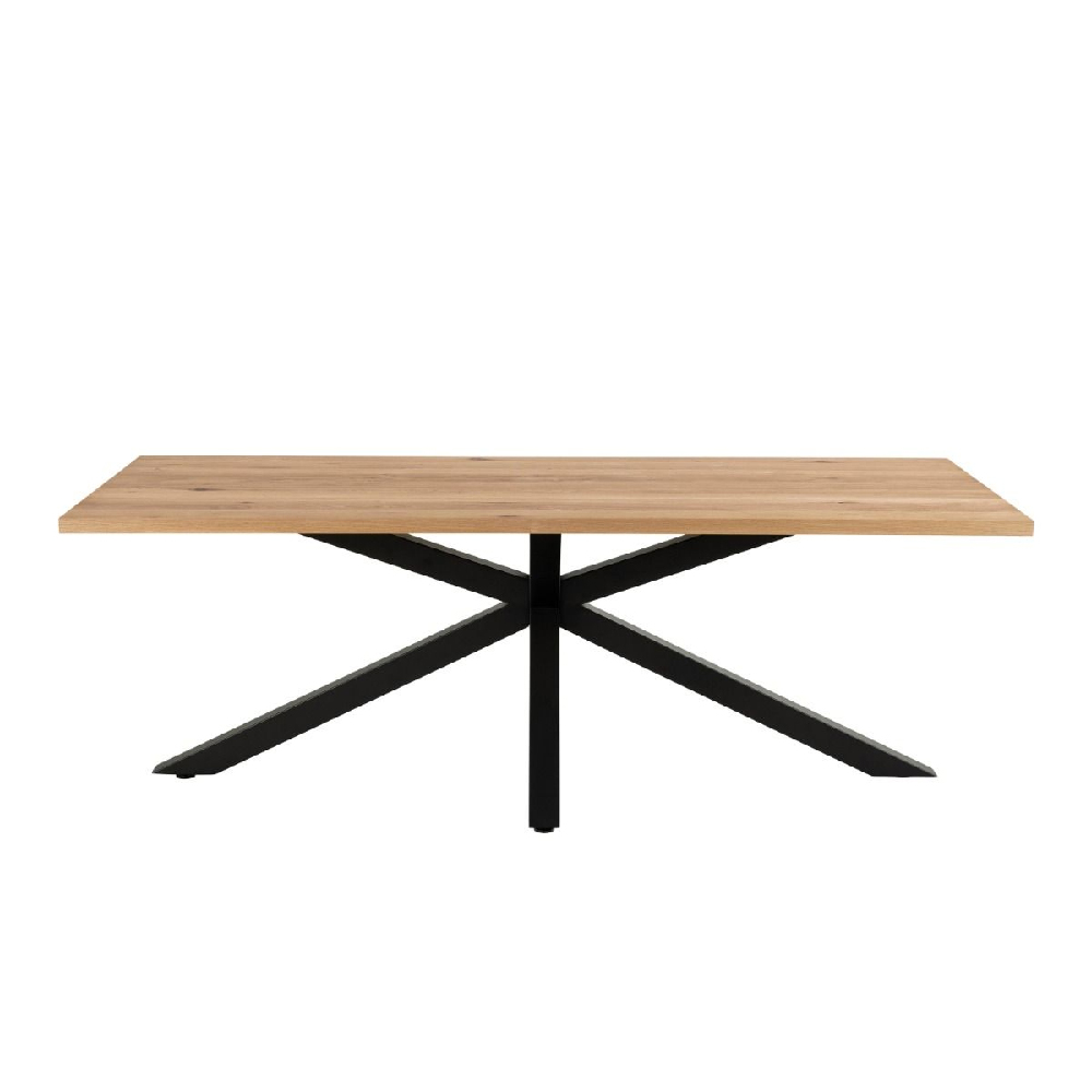 Haines Wooden Dining Table Rectangular With Black Legs In Oak