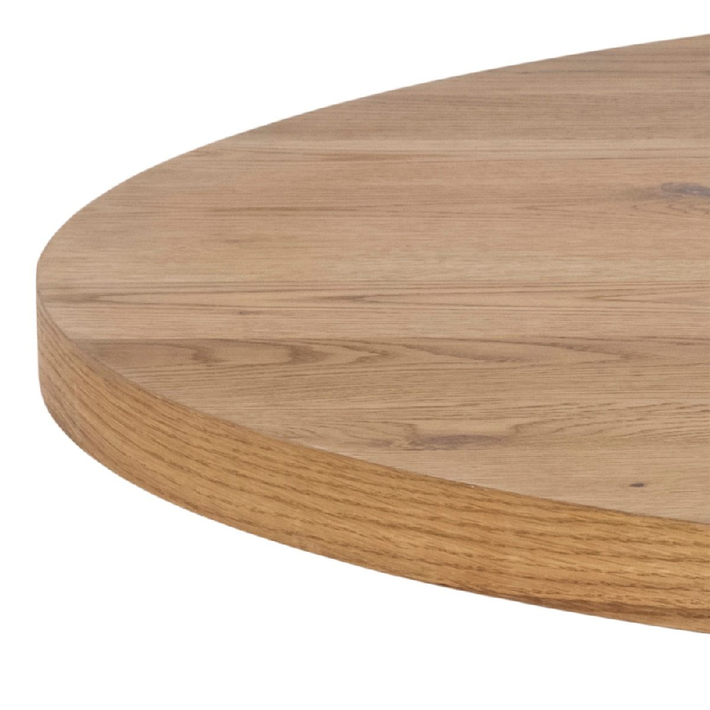 Haines Wooden Dining Table Round With Black Legs In Oak