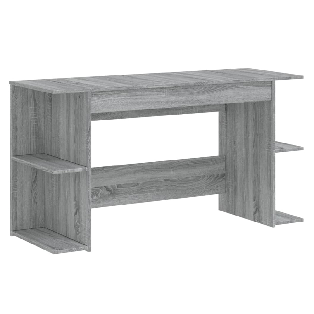 Haines Wooden Laptop Desk With 4 Shelves In Grey Sonoma
