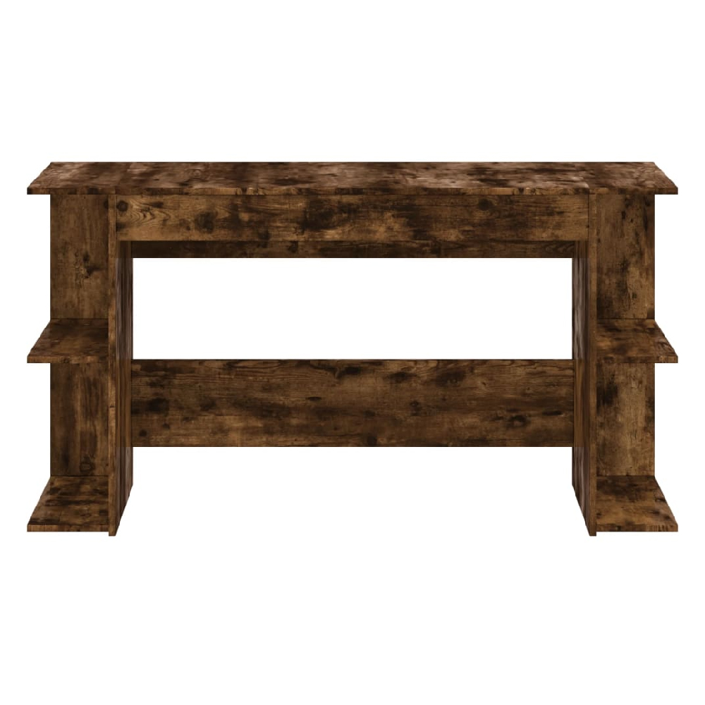Haines Wooden Laptop Desk With 4 Shelves In Smoked Oak