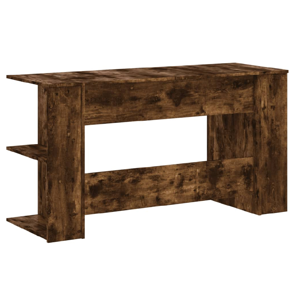 Haines Wooden Laptop Desk With 4 Shelves In Smoked Oak