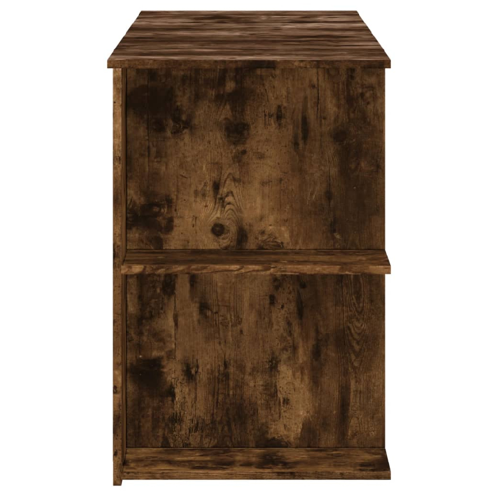 Haines Wooden Laptop Desk With 4 Shelves In Smoked Oak