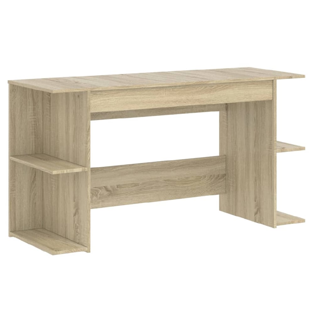 Haines Wooden Laptop Desk With 4 Shelves In Sonoma Oak