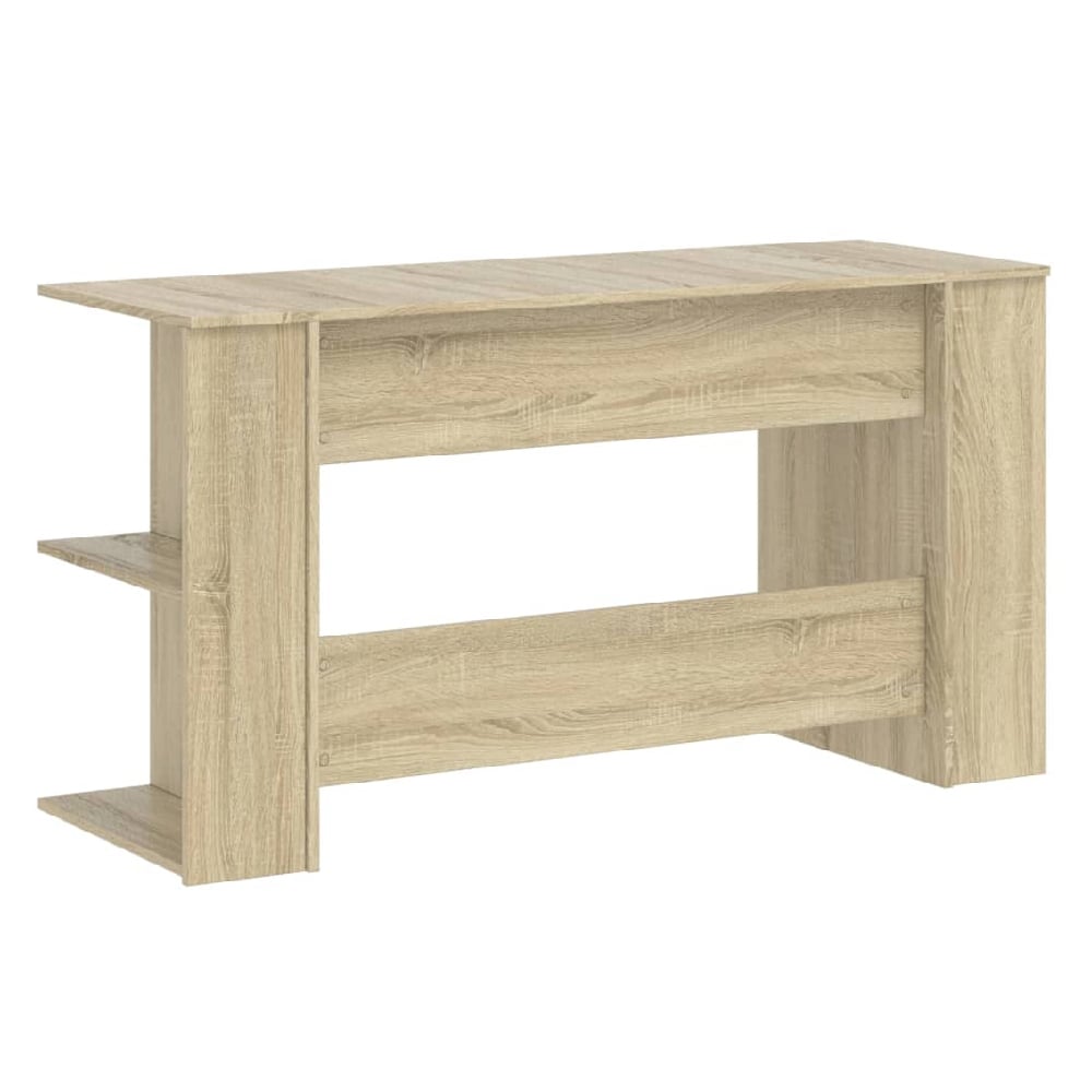 Haines Wooden Laptop Desk With 4 Shelves In Sonoma Oak