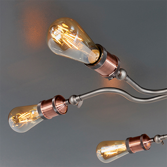 Hal 8 Lights Semi Flush Ceiling Light In Aged Pewter And Copper