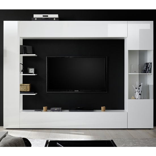 Photo of Halcyon large entertainment unit in white high gloss