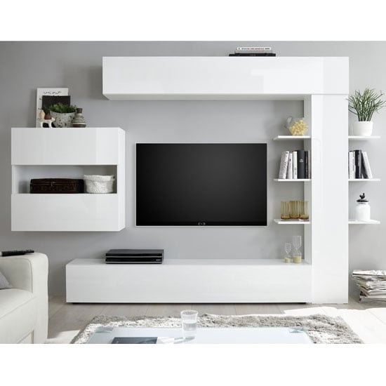 Photo of Halcyon wall entertainment unit in white high gloss