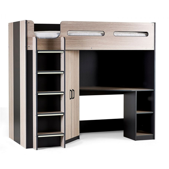 Haldis High Sleeper Bunk Bed In Woodgrain And Anthracite