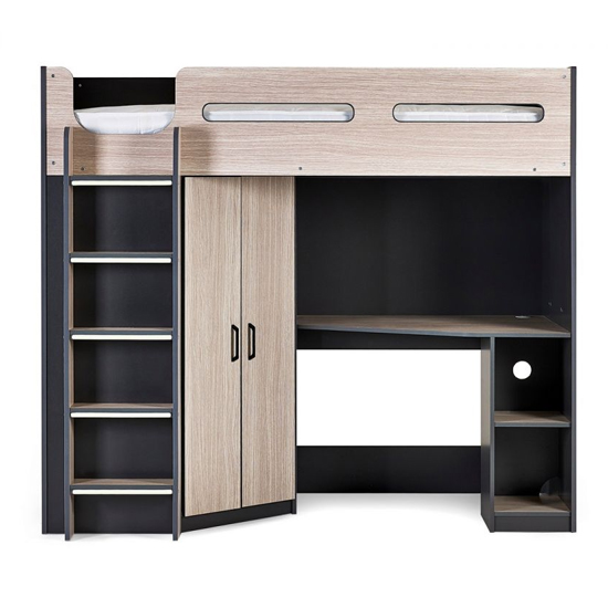 Haldis High Sleeper Bunk Bed In Woodgrain And Anthracite