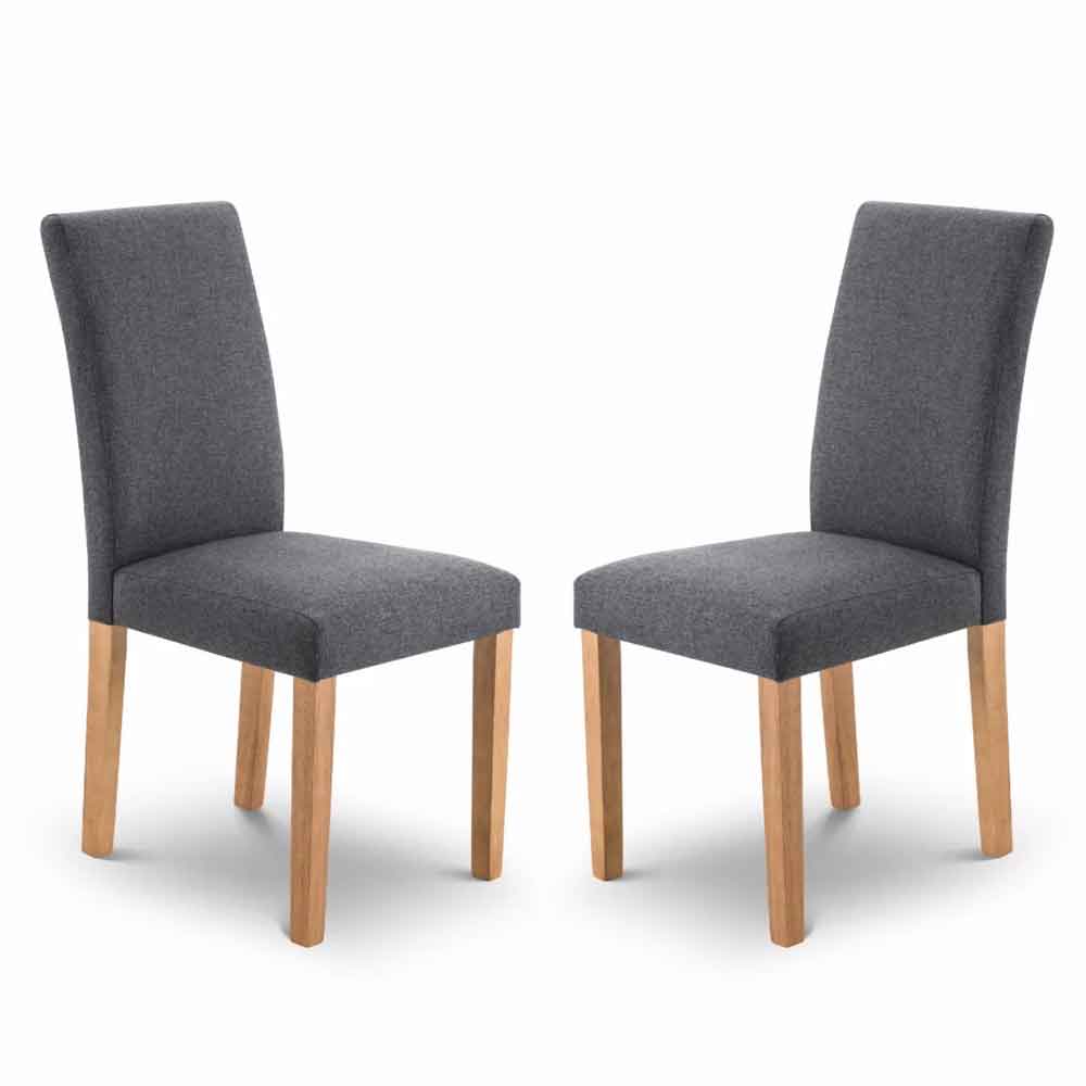 Haldrex Slate Grey Fabric Dining Chair with Oak Legs in Pair