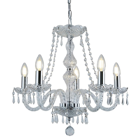 Product photograph of Hale 5 Lights Clear Crystal Chandelier Light In Chrome from Furniture in Fashion
