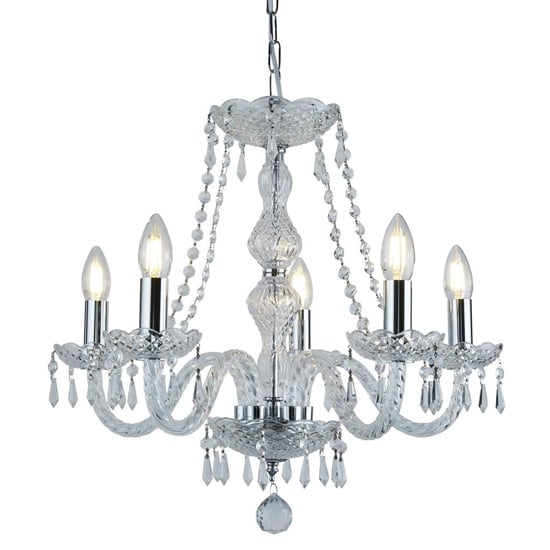 Hale 5 Lights Clear Crystal Chandelier Light In Chrome