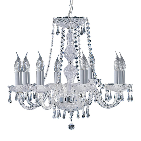Product photograph of Hale 8 Lights Clear Crystal Chandelier Light In Chrome from Furniture in Fashion