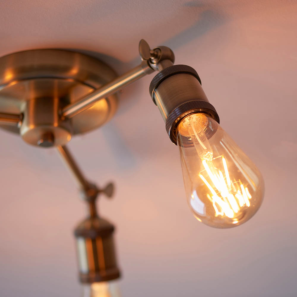 Halifax Semi Flush Ceiling Light In Antique Brass