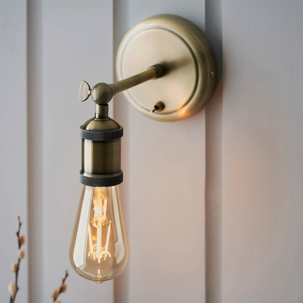 Halifax Wall Light In Antique Brass