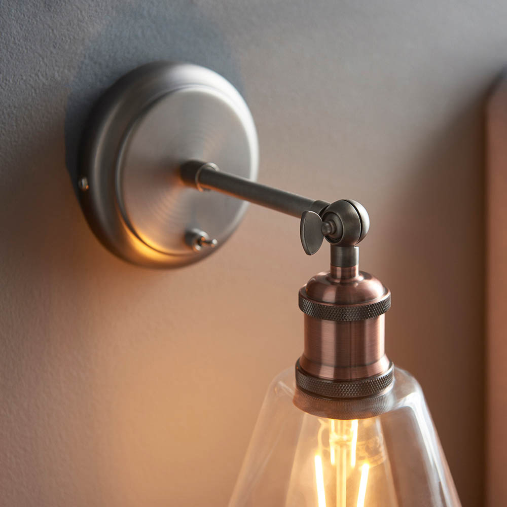 Halifax Glass White Shade Wall Light In Bright Nickel